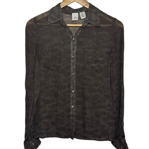 Y2K A/X Armani Exchange Size XS Abstract Print Shear Button Up Blouse